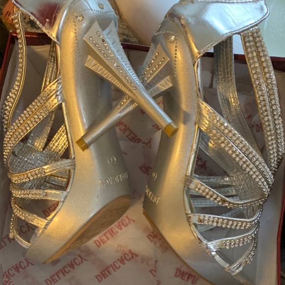 Delicacy Silver Rhinestone Heels - Picture 2 of 10